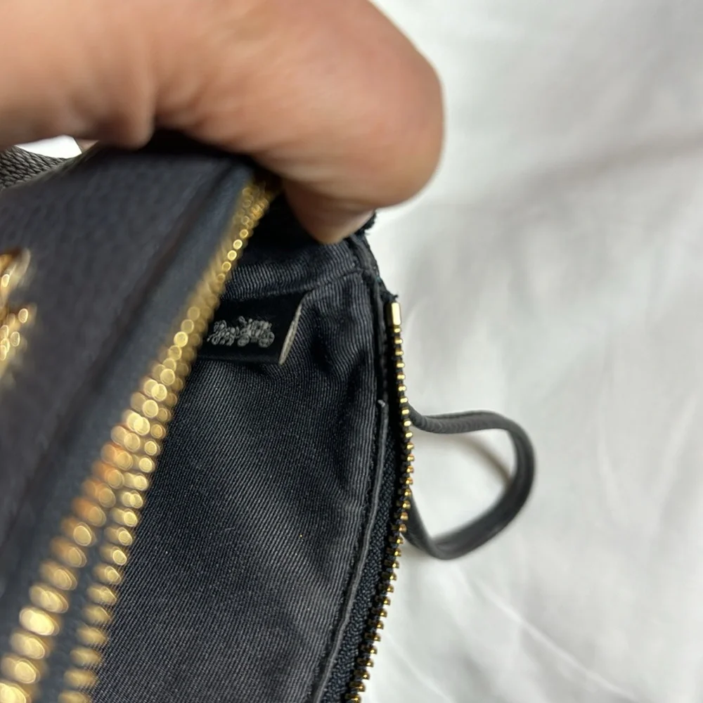 Coach Black Leather Wristlet Clutch